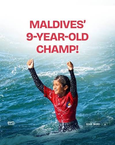Nine-year-old Maldivian prodigy Aaliyah Latheef delivered a sensational performance in Sri Lanka, taking first place in the Open Girls' division at the SFSL Surf Championships 2026 – Arugam Bay Series